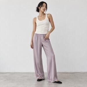 Comme Si Bias Silk Pants In Mauve Womens XL Luxury Relaxed Tailored Designer NWT